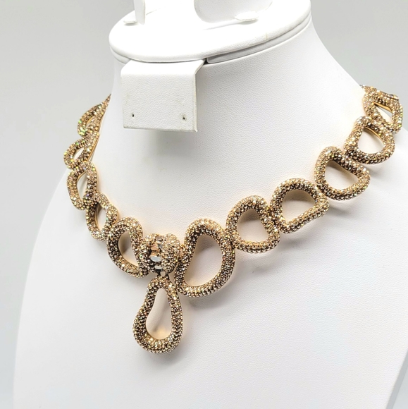 Atelier Swarovski Tigris Statement Necklace with Champagne Diamond Pave Crystals - Picture 8 of 14